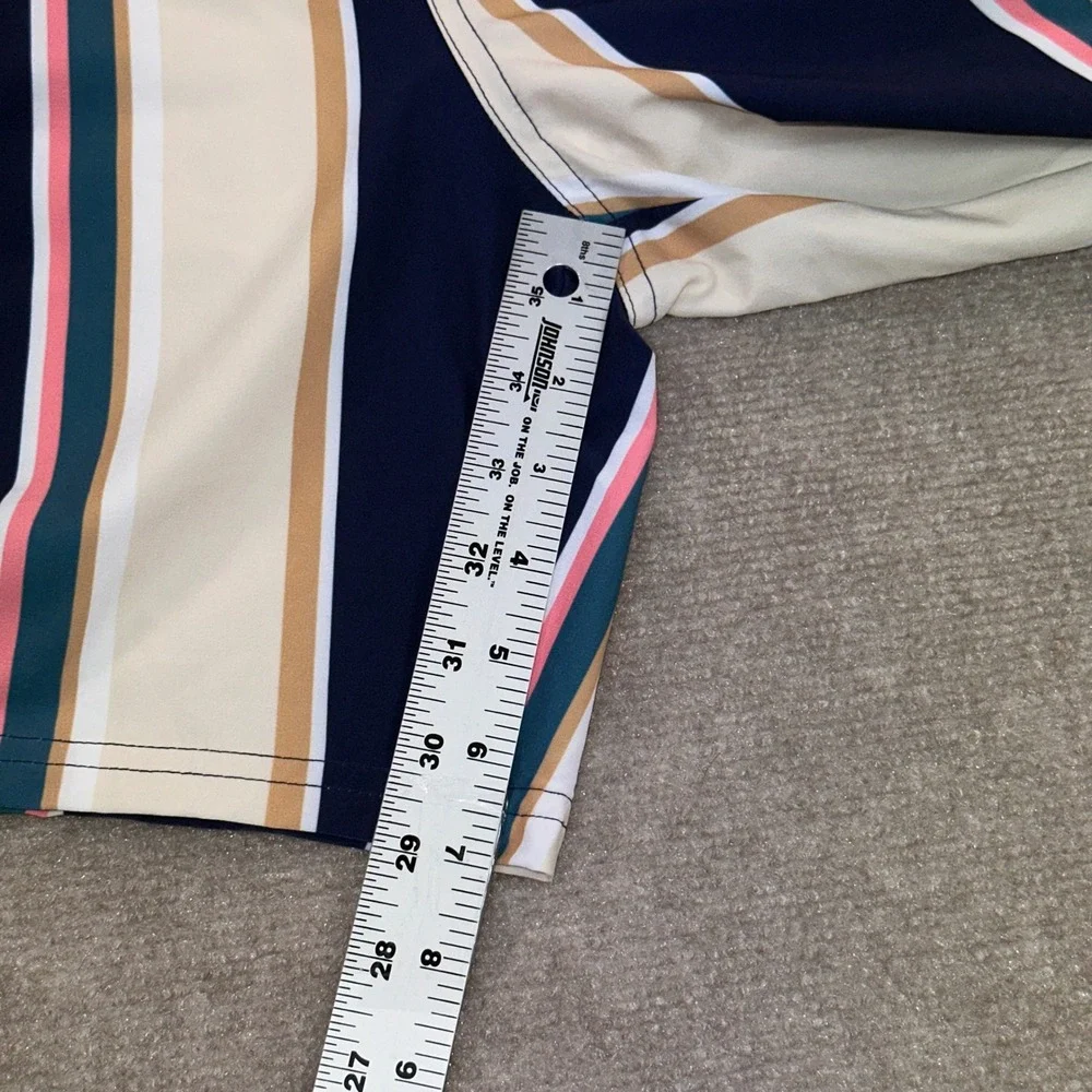 Vineyard Vines Mens Striped Swim Trunks Navy Pink Cream Board Shorts Small 7in
